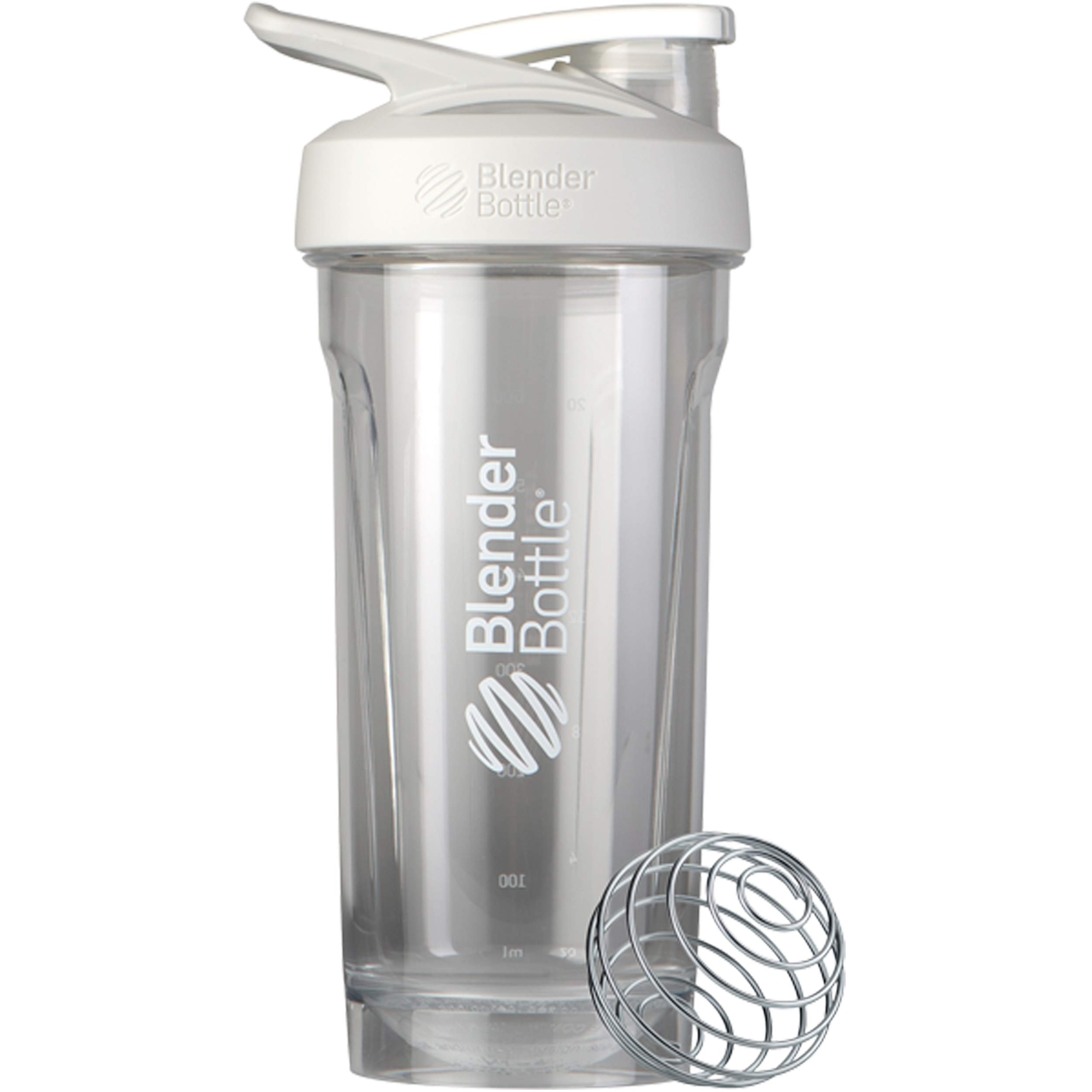 BlenderBottle Strada Tritan 28oz Protein Shaker, Authentic BlenderBottle Product, 828ml Capacity (600ml Markings), White (BBSTT28 WH)