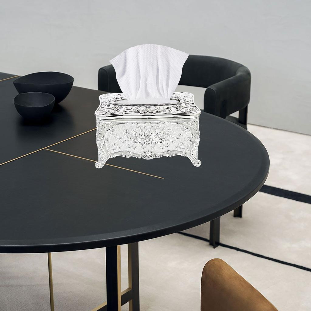 Embossed Paper Box Unique Tissue Holder Towel Dispenser Napkin Retro Decor Acrylic Container Desktop Decoration Travel Gold