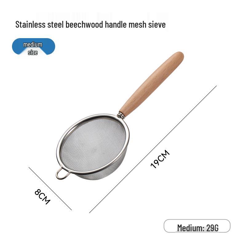 Holzgriff Edelstahl Schaumlöffel & Sieb für Sojamilch, Saft, Tee, Mehl & Öl