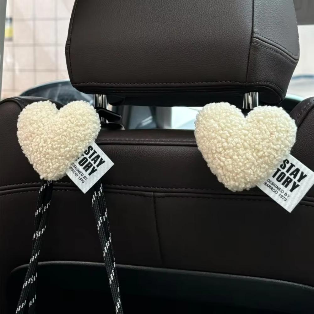 2PCS Cute Love Plush Flower Vehicle Headrest Organizer Hanger Holder Bag Car Hooks  Car Accessories