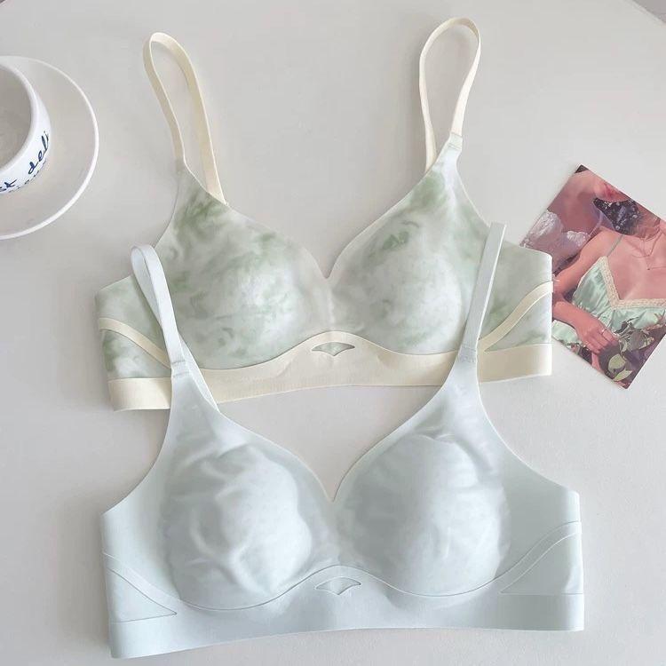 Tie-Dye Style Thin Seamless Women's Bra for Big Breasts To Look Smaller and Slimmer Breathable Anti-Drooping Side Boob Control Underwear