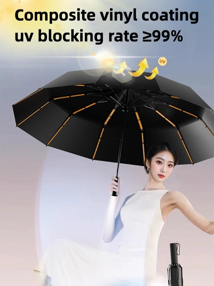 Windproof Automatic Folding Umbrella, Large Reinforced 192 Ribs, UV UPF 50 + Sun & Rain Protection Umbrellas for Men and Women