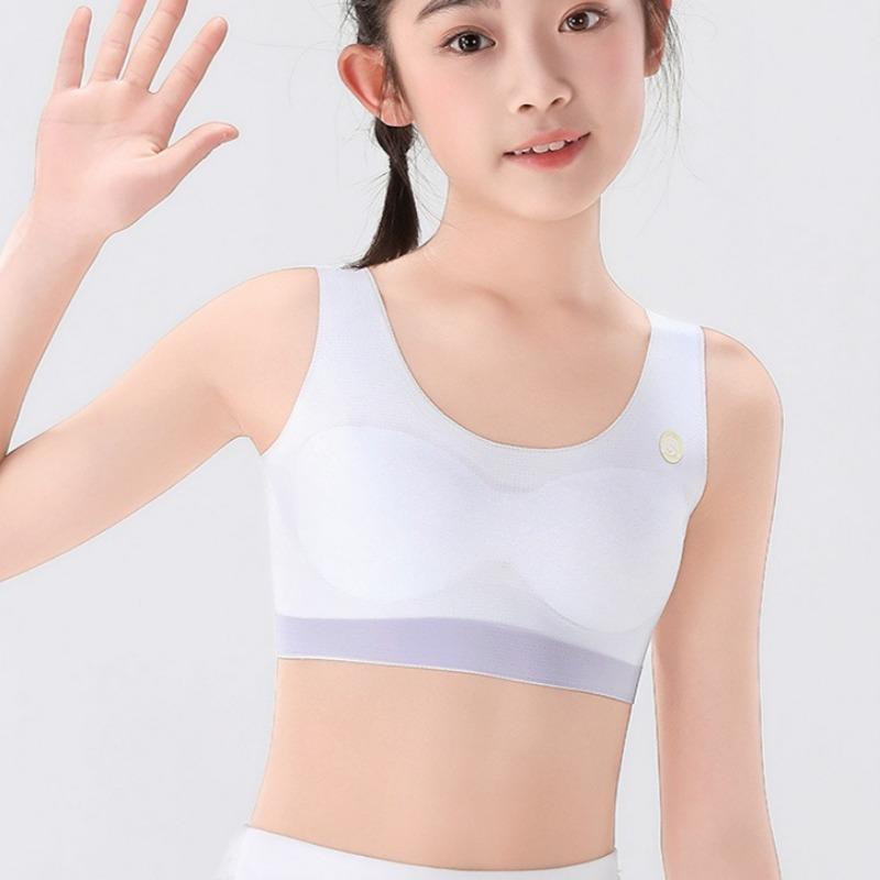 Seamless Soft Comfortable Bandeau Training Vest for Growing Puberty Girls Breathable Skin Friendly Kids Developmental Underwear for School Students