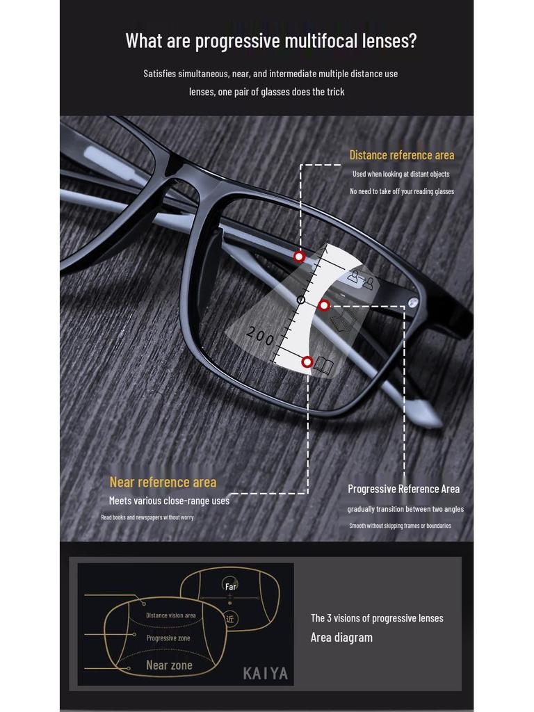 HD Multifocal Ultralight TR90 Reading Glasses: Anti-Slip, Anti-Blue Light, Sporty Design for Near & Far Vision