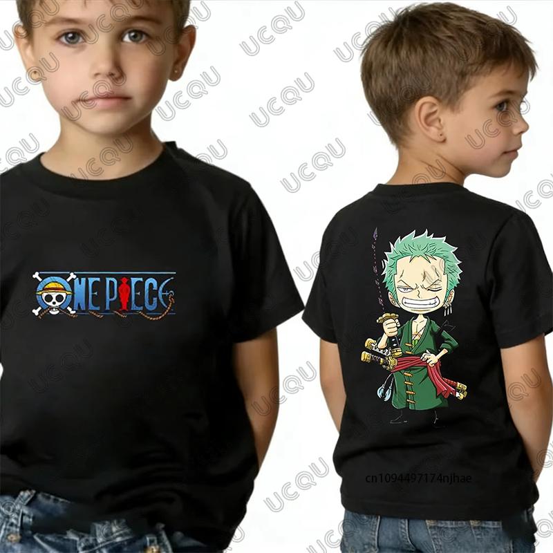 

2026 Новое аниме One Piece Луффи Зоро Мультяшная Графическая Хлопковая Футболка Для Детей Летняя Спортивная С Круглым Вырезом Футболки Повседневные Детские/Взрослые Топы 110