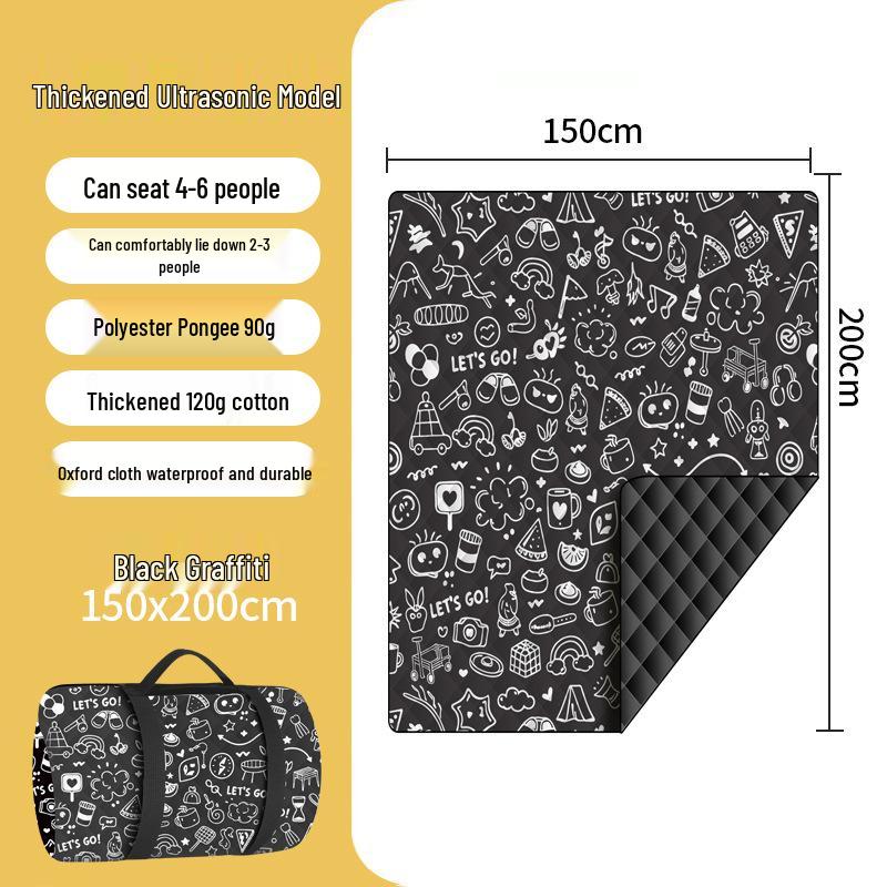 Tapis de pique-nique épaissi à ultrasons: Coussin d'extérieur résistant à l'humidité pour pelouse et camping avec piquets de sol