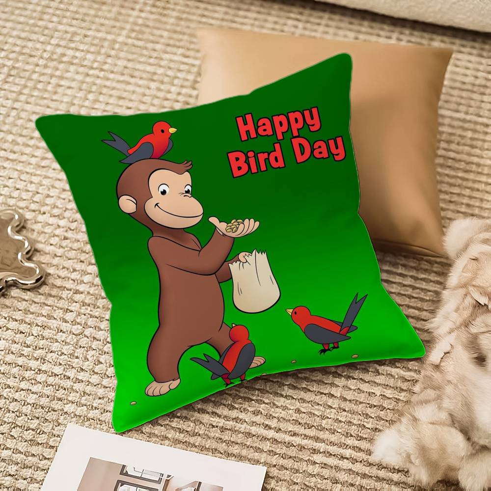 Curious G-George Cartoon Pillow Case Anti-dustmite Invisible Zipper Sofa Bed