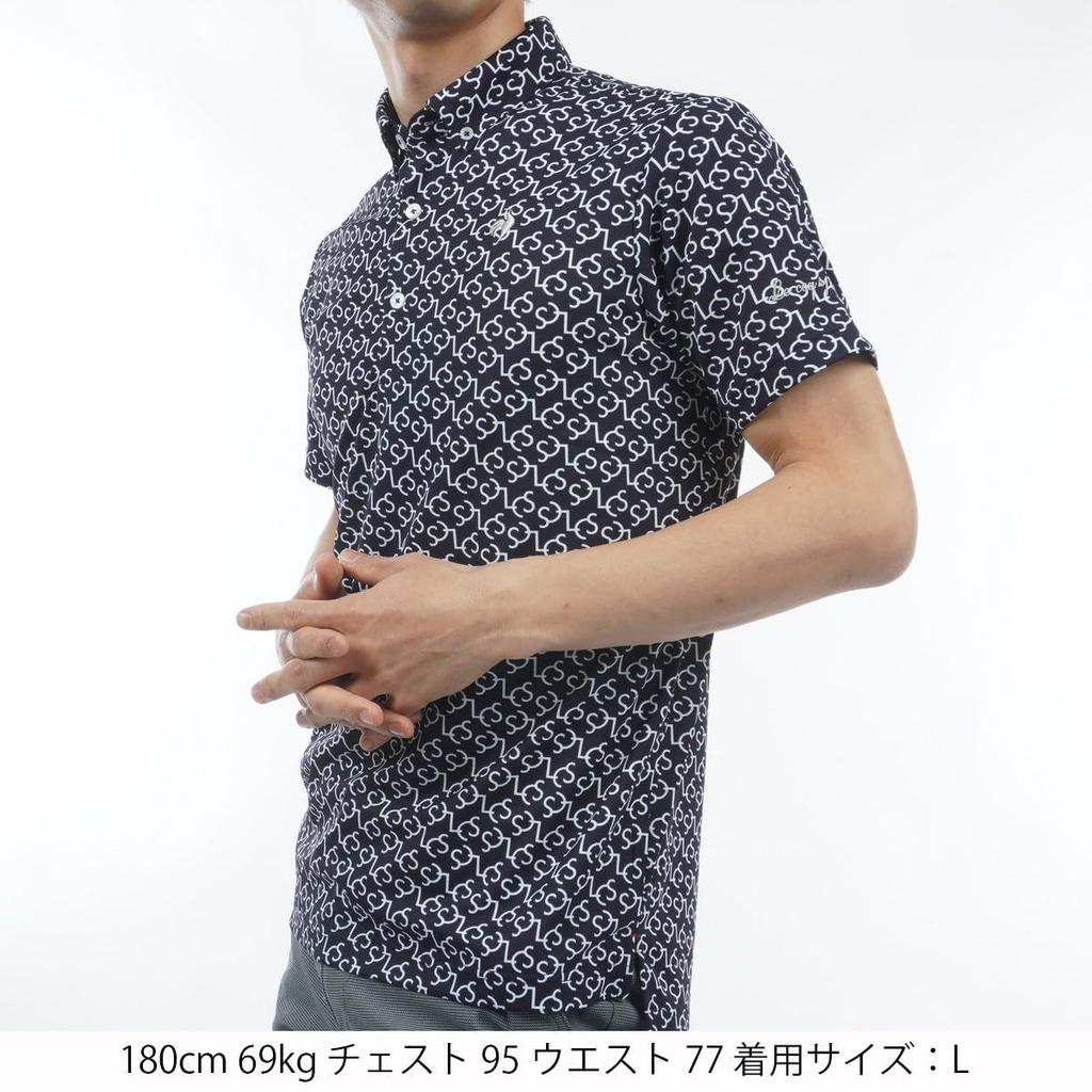 Coq Sportif Golf Short Sleeve Shirt All Over Pattern Polo Shirt Highly Breathable Sunscreen Stretch Golf QGMXJA53 NV00 [Le Golf] Men's (Navy)