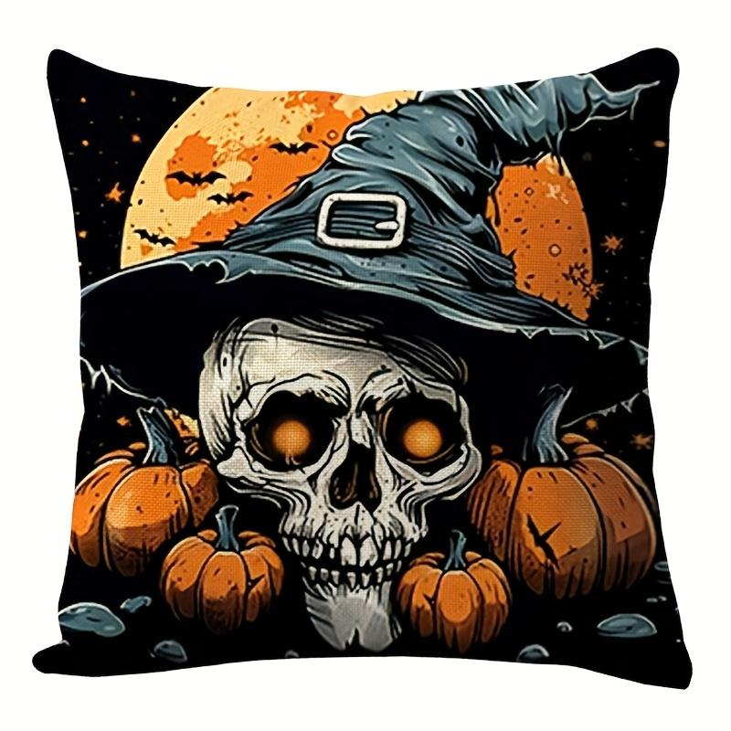 1pc Halloween Pillow Cover, Halloween Funny Pattern Design Home Decoration Living Room Sofa Cushion Cover,Excluding Pillow Core