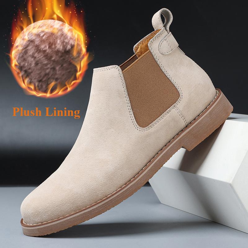 

Мужские ботинки челси, легкие повседневные ботильоны чукка, классические эластичные классические ботинки для мужчин 46 бежевый