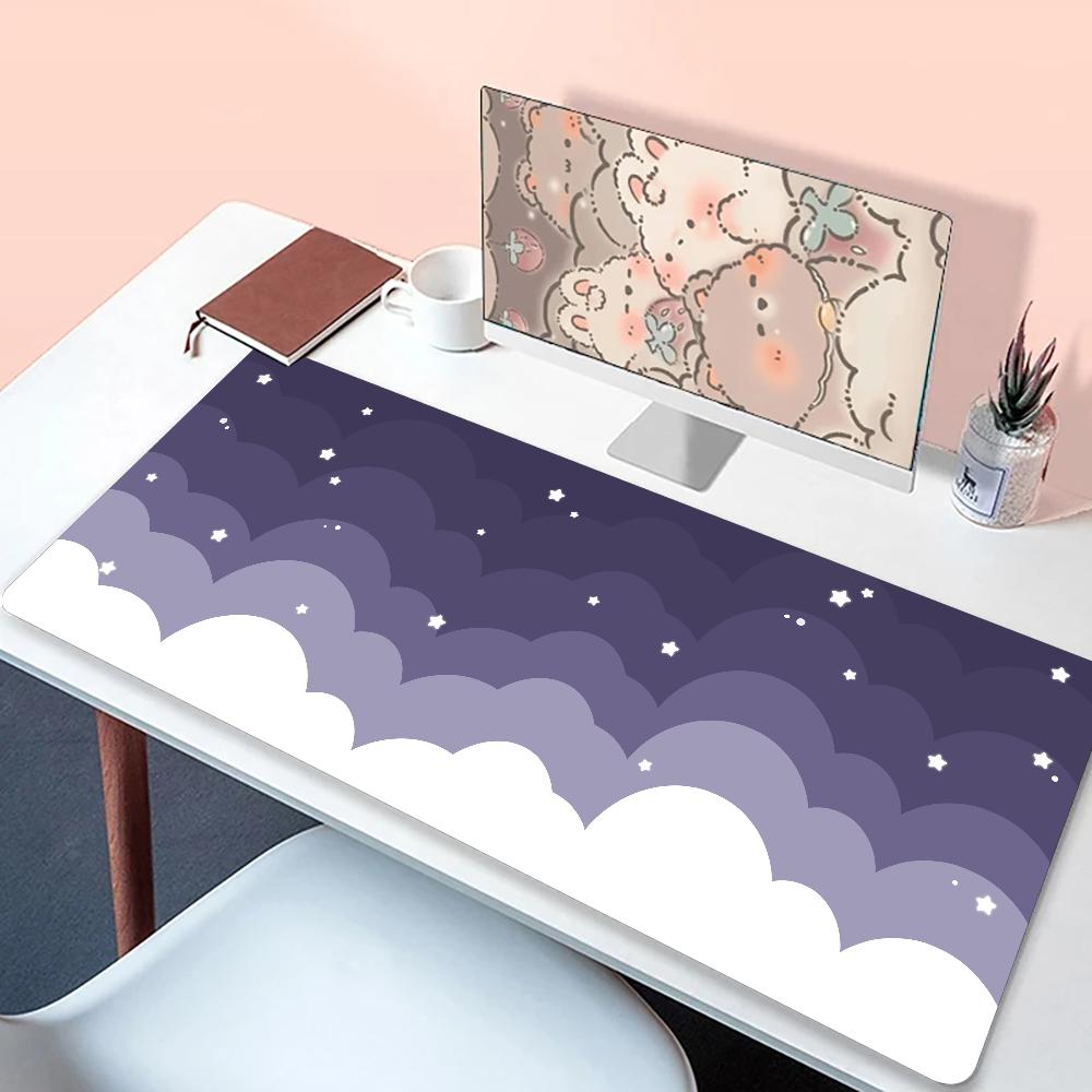 Mouse pad 90x40 Pastel Clouds Desk Mat XXL Kawaii Purple Keyboard Pad Non-slip Laptop Desk Office table Mat Kawaii Expansion pad