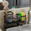 Waterproof Self-Draining Sink Shelf Black/Silver Sink Drain Rack Soap Sponge Holder  Countertop