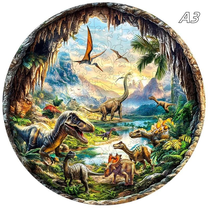 Non-Toxic Interactive 3D Cave Jurassic Animal Wooden Puzzle Game - Educational Toy For Kids And Adults - Ideal Birthday Gift Jigsaw Puzzle