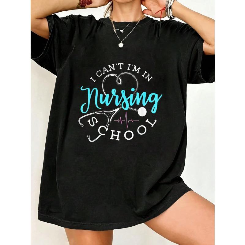 

Oversized T Shirt Black I Cant Im In Nursing School With Stethoscope And Heartbeat Design For Nursing Students XXXXL чёрный