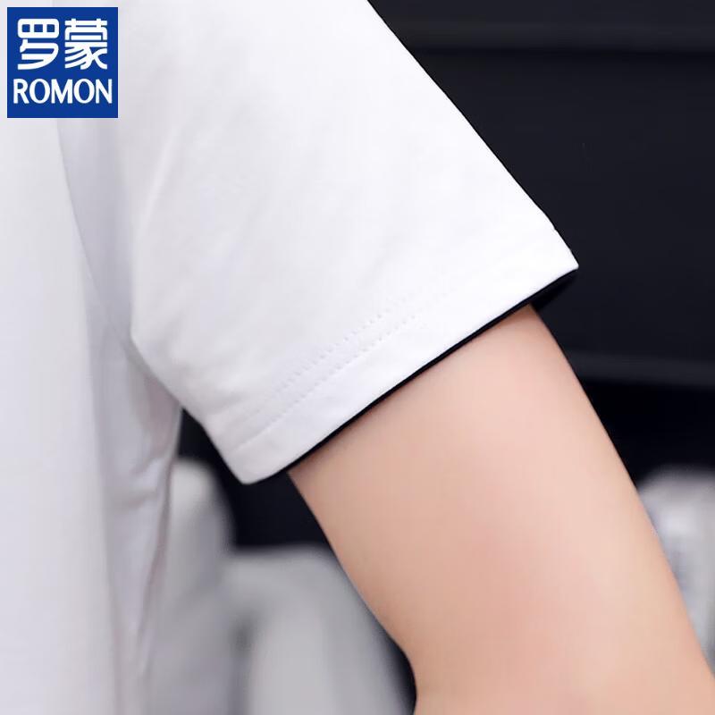 ROMON Men's Solid Round Neck Short Sleeve T-Shirt