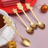 4Pcs Gold/Silver Christmas Coffee Spoons with Gift Box Stainless Steel Gingerbread Man Dessert Spoons Cutlery Spoon Xmas Gift