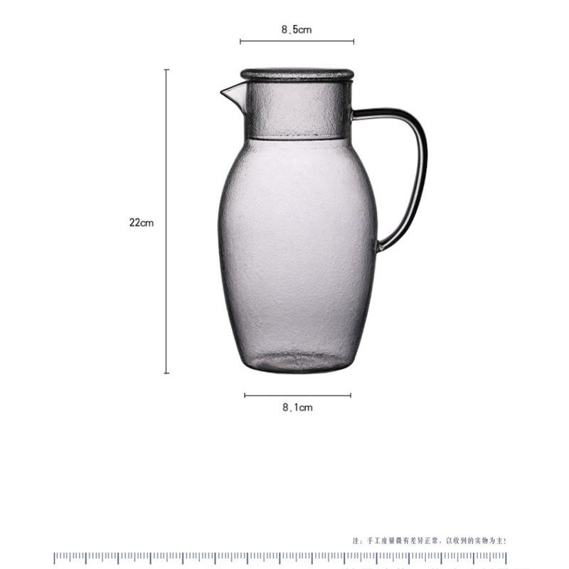 Japanese Hammer Pattern drinking cup Large-capacity Glass Cold Kettle Lemon Water Bottle Heat-resistant Glass Juice Drink Jug 1500ml