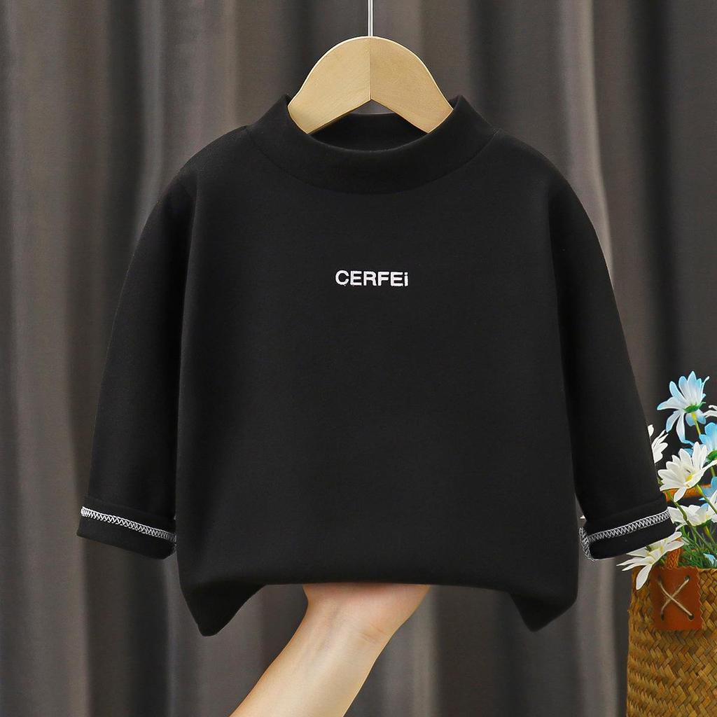 Children's Thermal Fleece Long-Sleeve Top, Base Layer Round Neck Shirt for Autumn/Winter.