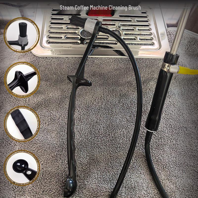 Steam Coffee Machine Cleaning Brush with Long Handle and Bristle Brush for Brew Head