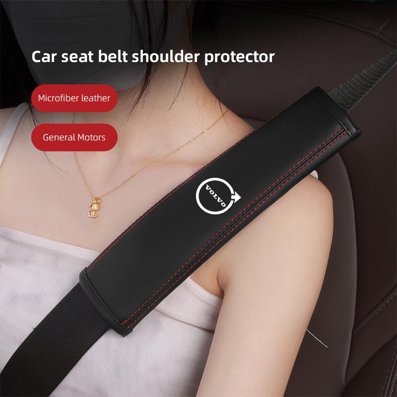 2pcs Leather Car Seat Belt Cover Shoulder Protector Pad Cover Auto Accessories For Volvo V60 XC90 S60 XC60 V50 EX30 EM90 S80L