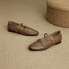 Mode Nouvelles Chaussures Femme en Cuir Véritable Printemps/Automne Bout Rond Chaussures Mary Jane pour Femmes Mode Rétro Boucle de Ceinture Talon Bas Escarpins pour Femmes