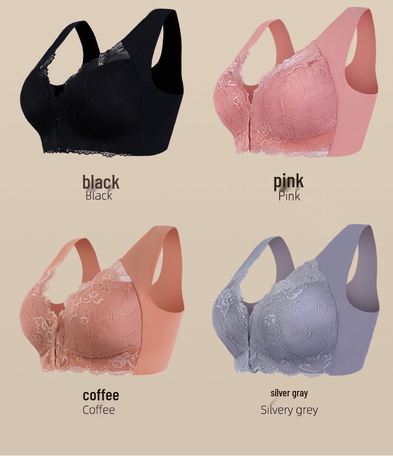 Übergröße Spitzen-Verschluss vorne Nahtloser Bügelloser BH - 3er-Set