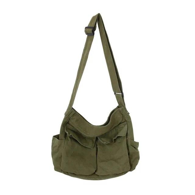2024 Large Capacity Canvas Shoulder Bags Solid Soft Denim Leisure Or Travel Bag For Women Fashion  Fatchels Winter Package