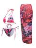 3 Pack Sexy Printed Bikini Set Swimwear Skirt