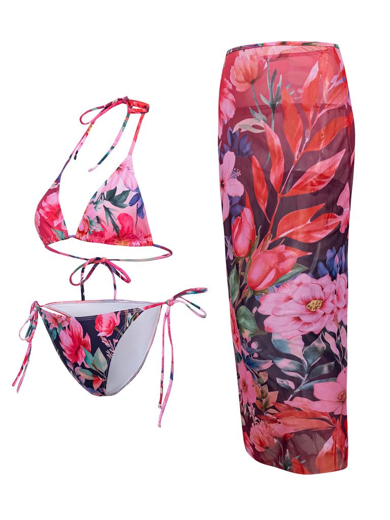 3 Pack Sexy Printed Bikini Set Swimwear Skirt