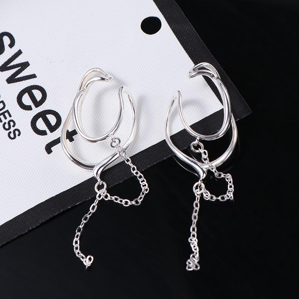 No Pierced Punk Chain C Shape Clip On Earrings Korean Ear Cuff Dangle Earrings Women Ear Clip