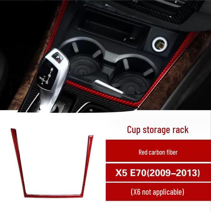 Adesivo de Painel de Marchas em Fibra de Carbono para BMW X5/X6 E70/E71 Console Interior