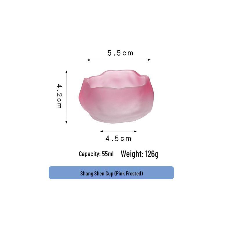 Frosted Japanese-Style Blown Glass Tea Cup - Thick, Irregular Design