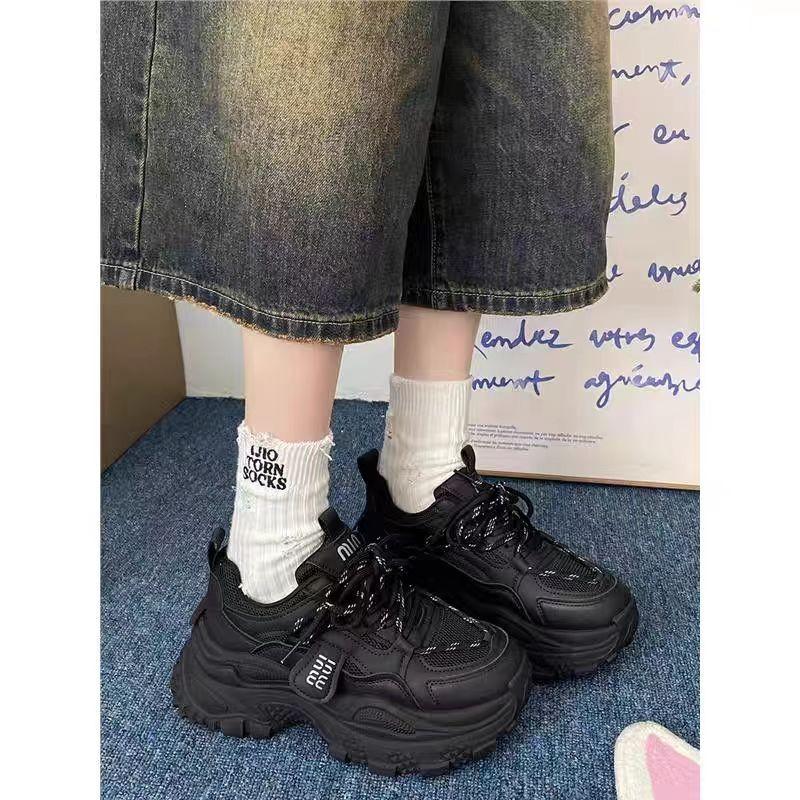 Popular fried street platform dad shoes women increase ins tide 2025 spring and autumn new niche versatile casual sports shoes