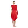 Vestido de Dança Litúrgica Feminino Gola Alta Manga Longa Patchwork Cor Contrastante Bainha Curva Vestido de Adoração