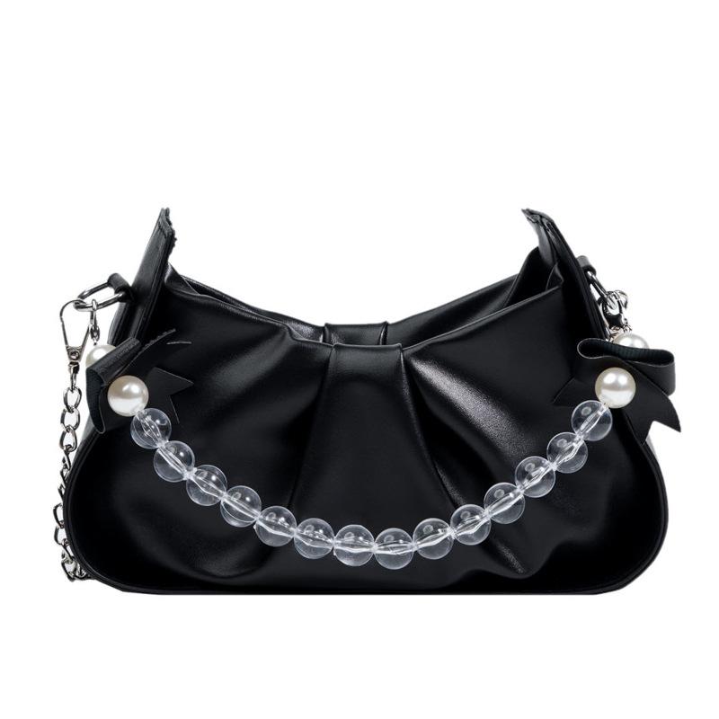 Casual Chain White Bag Women's 2025 Autumn New Trendy Casual Underarm Bag Pleated Cloud Messenger Bag
