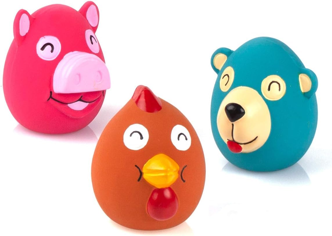 

Chiwava 3 шт. Звуковая латексная резиновая игрушка для собак, милая мордочка животного, интерактивная игра для маленьких собак, разные цвета 6,6 см