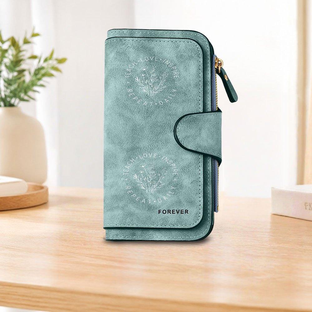 1pc Plant Print Long Zipper Wallet, Large Capacity Card Holder, Unisex Clutch Bag, Fashionable Zipper Coin Purse, Suitable for Daily Use, A Great