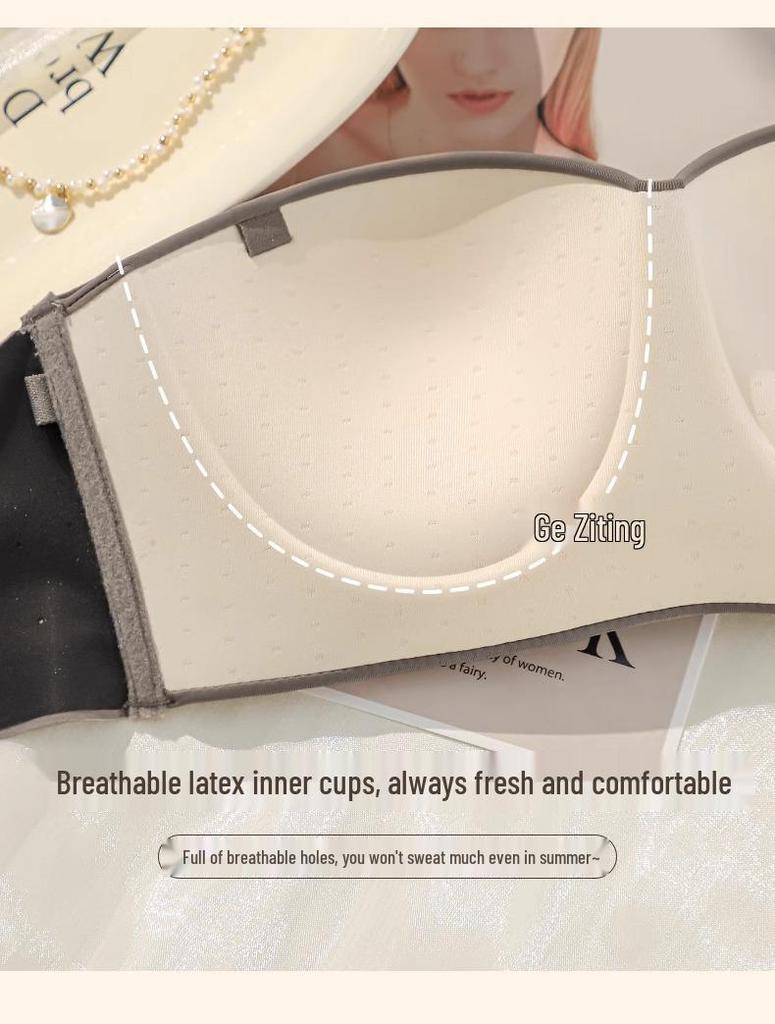 Women's Strapless Push-Up Bandeau Bra: Non-Slip, Anti-Exposure, Seamless, for Small Busts