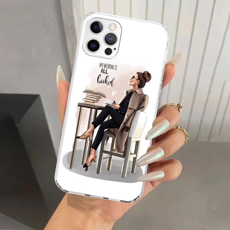 Girl Boss Female Coffee Phone Case for Iphone 17 Air 16 15 Plus 14 13 Mini 12 11 Pro Max 16E 7 8 SE 2020 Soft Funda Print Shell