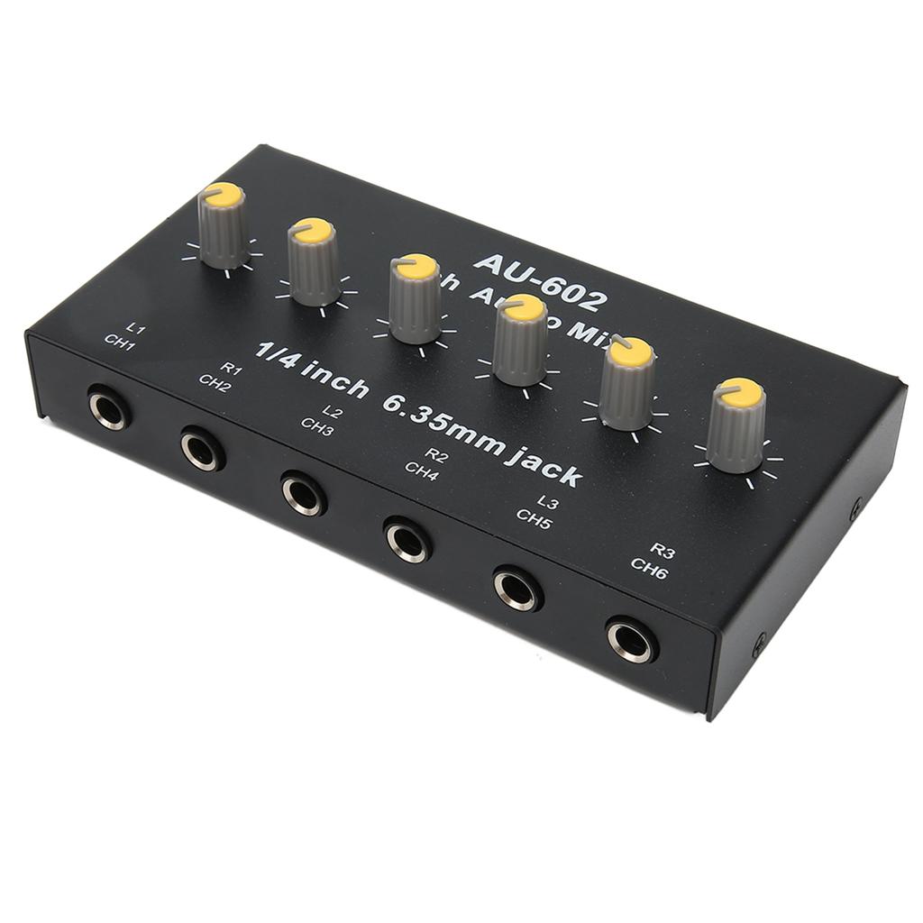 Mini Sound Mixer 6 Mono Channel 3 Stereo Channel Low Noise 6.5mm Input Output Line Mixer for Mic Guitar Keyboard