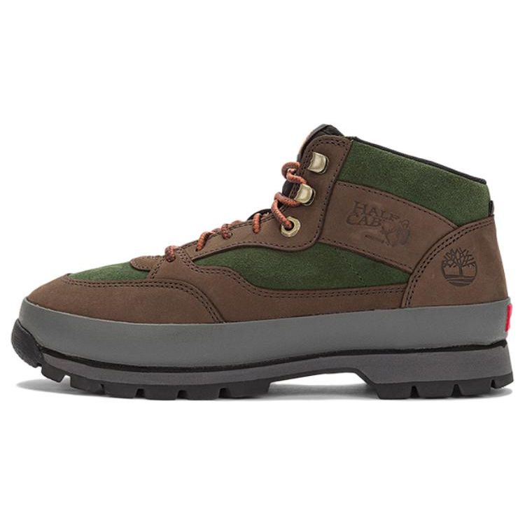 Timberland Vans Half Cab Leather Mid Hiking Shoes Unisex Hiking Shoes Brown Green A613KW