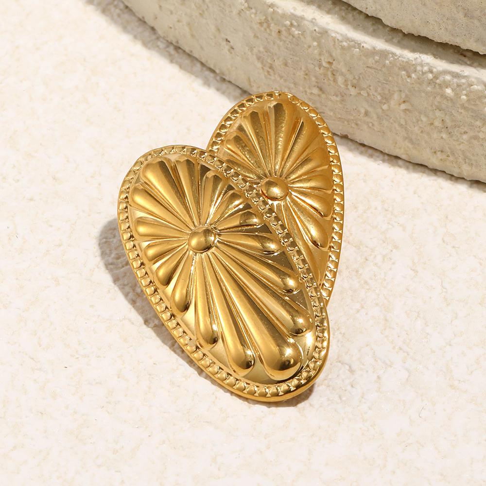 MamacitaSlay 316L Stainless Steel Oval Shaped Flower Stud Earrings 18K Gold Plated Waterproof Jewelry Women's Elegant Earrings