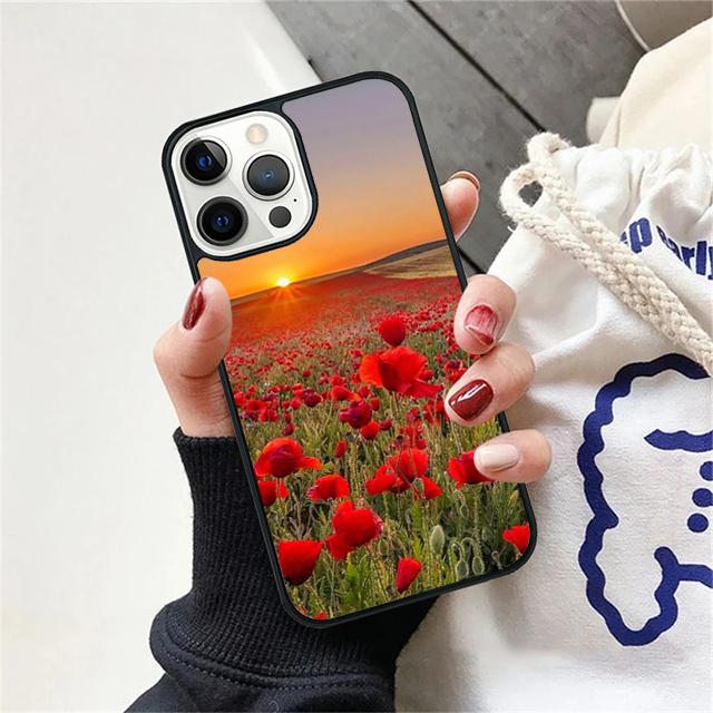 Rote Mohnblume Handyhülle Rückseite für iPhone 17 Air 16 15 14 13 11 12 Pro Max Plus Hülle Coque