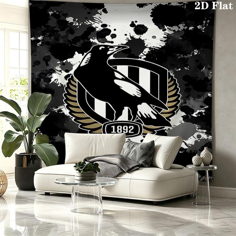 Collingwood Football Club Wandteppich Ästhetisches Wandbehang Gedruckter Stoffdecke Dekorative Wandteppiche für Schlafzimmer Wohnzimmer Heimdekoration
