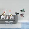 Elephant Family Figurines And Wooden Bird Wall Art Sculptures for Desk Living Room Bedroom Garden