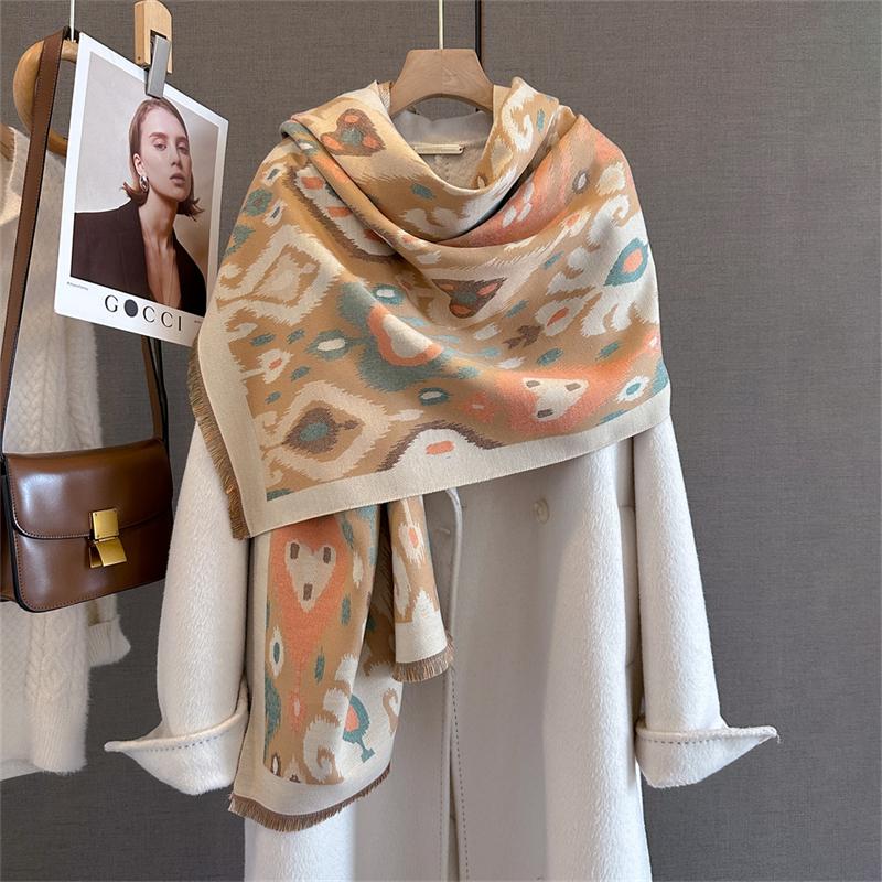 Luxury Winter Scarf Women Cashmere Warm Pashmina Brand Foulard Female Shawls Wraps Thick Soft Bufanda Poncho Scarves Stole