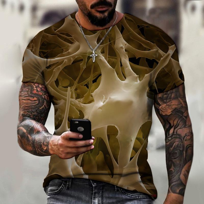 Visual Feast Abstract Creative Art Patterns 3D Printing, Summer Men's Short Sleeved T-shirts