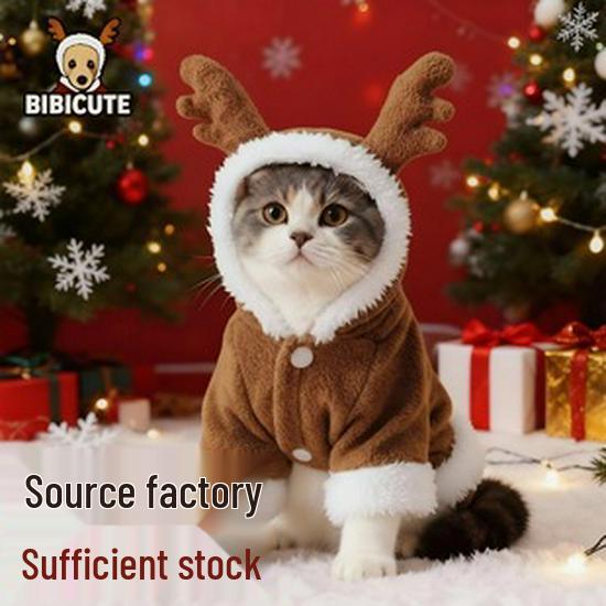 3D Pet Christmas Set: Hat & Costume for Cats and Small Dogs