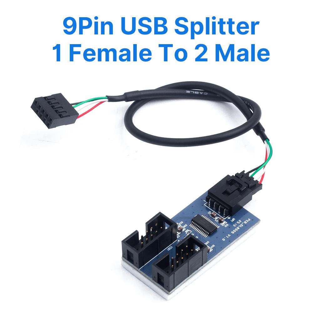 

9Pin USB Splitter 1 to 2 - Motherboard USB 2.0 Cable Adapter