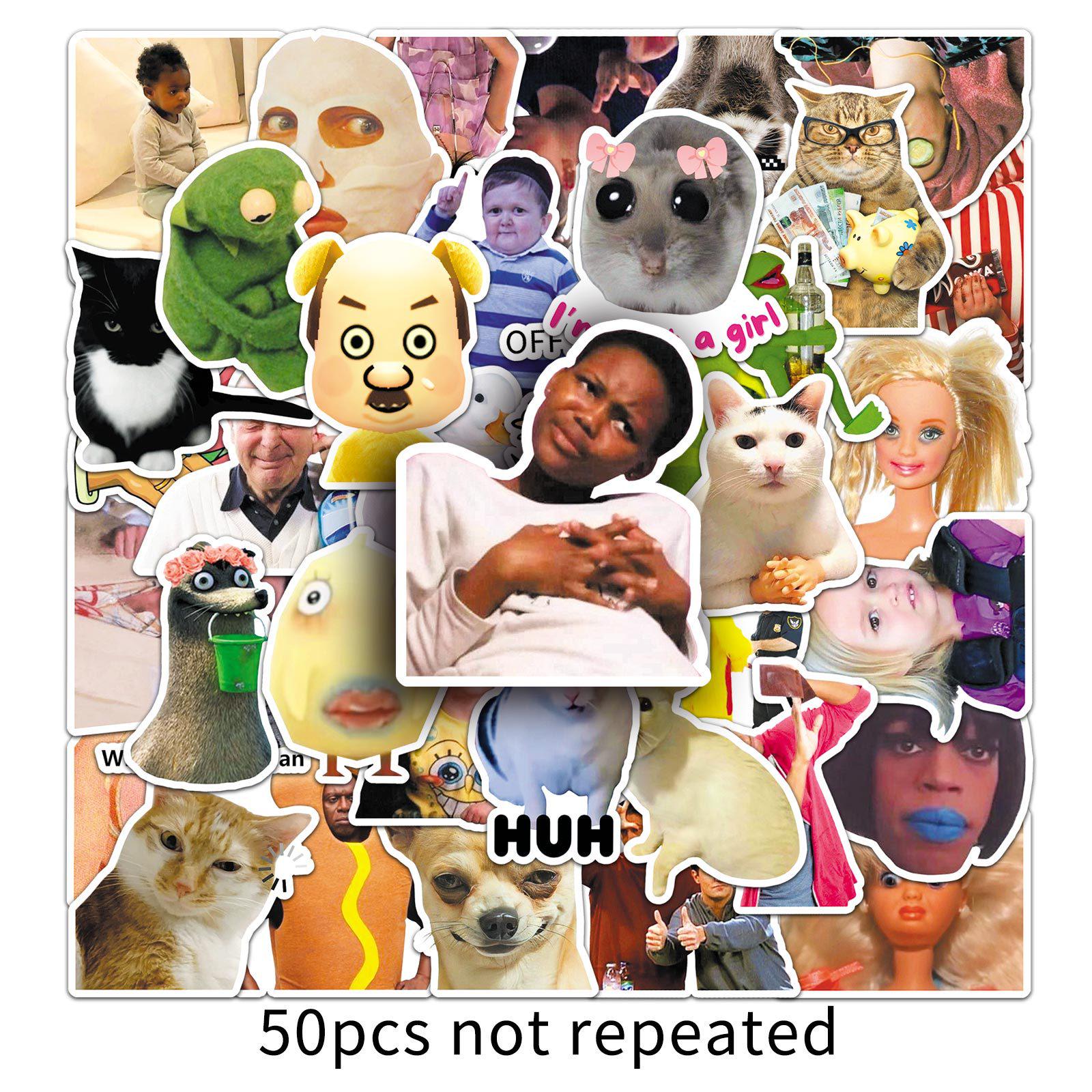 50 European & American Abstract Emoji Stickers - Funny Cartoon Waterproof Decals for Car, Headset, Luggage